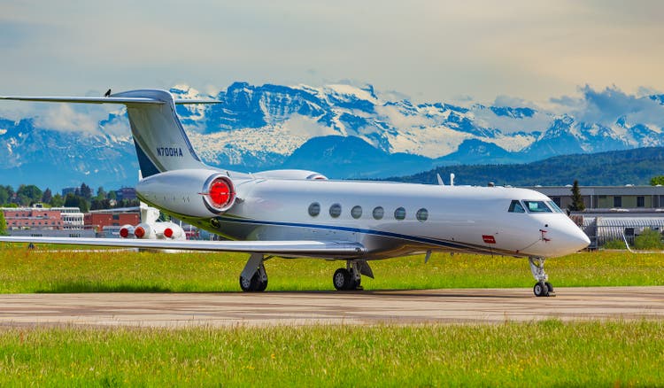 Gulfstream V airplane at Zurich airport