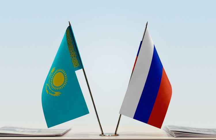 Flags of Kazakhstan and Russia