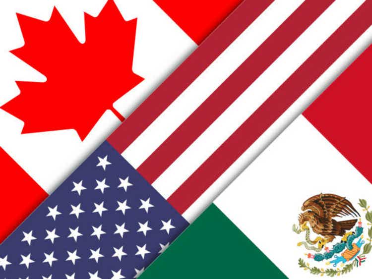 . Nafta Flags - Negotiation Deal With Canada And Mexico - 2d Illustration