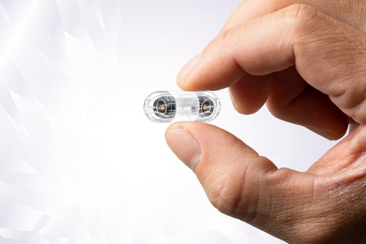Human hand and small capsule endoscope