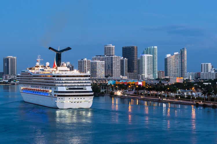 Carnival Victory Cruise Ship sailing in the Port of Miami