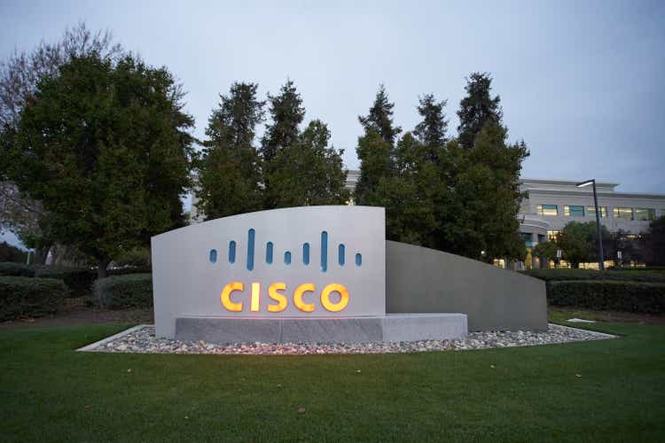 Cisco sign at Cisco Systems headquarters