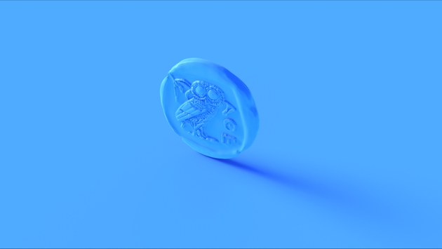 Antique Blue Athena Coin