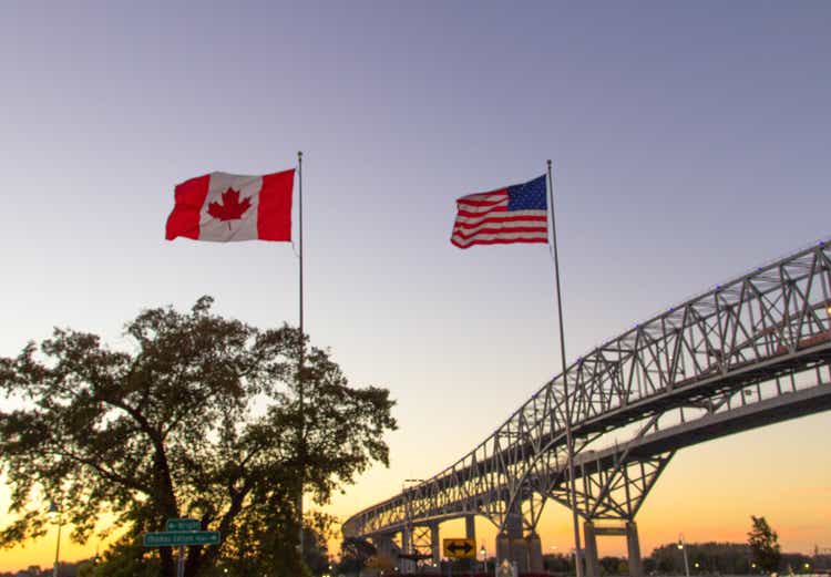 International Blue Water Bridge Crossing Between Port Huron Michigan And Sarnia Ontario