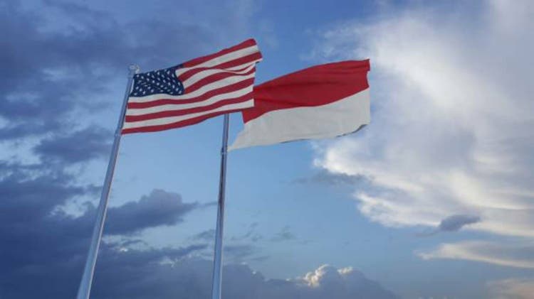 United States of America and Indonesia National Flags - 3D Illustration Stock Footage