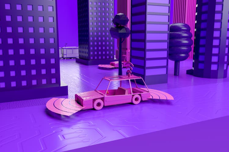 Smart City, Driverless, Connected Car Concept