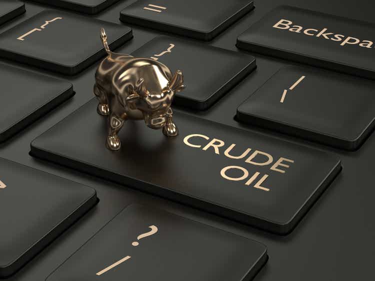 3d render of keyboard with crude oil button
