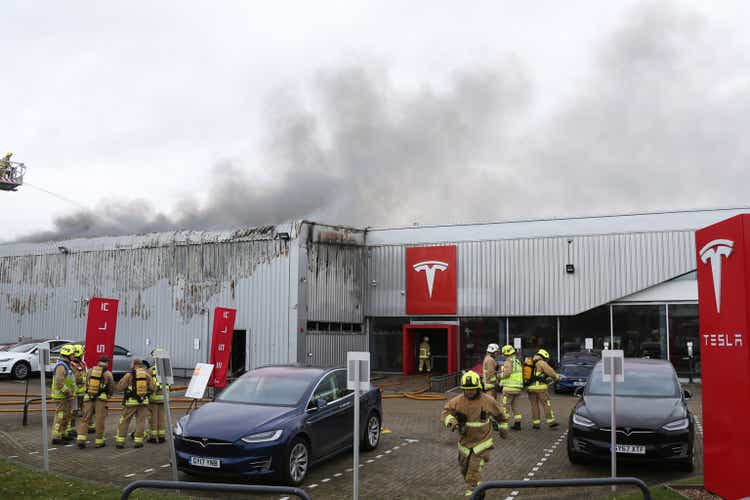 Fire At Tesla Dealership In UK