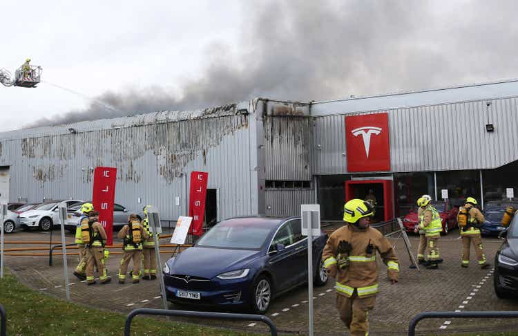 Fire At Tesla Dealership In UK