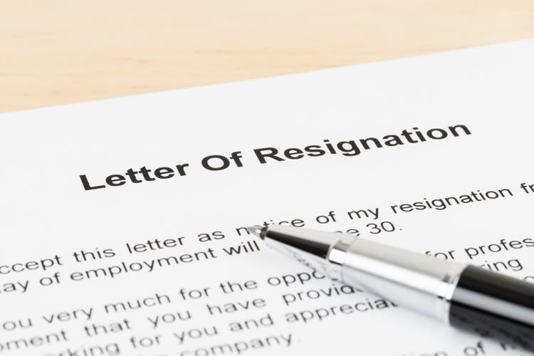 Resignation letter, resign with pen