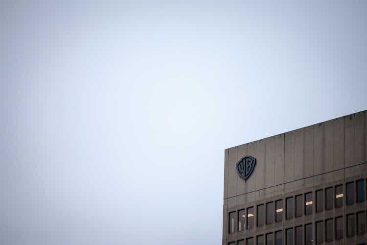 Warner Bros logo in front of their main office for Montreal, Quebec. Also known as WB, Warnerbrosmedia is an American entertainment and studio company