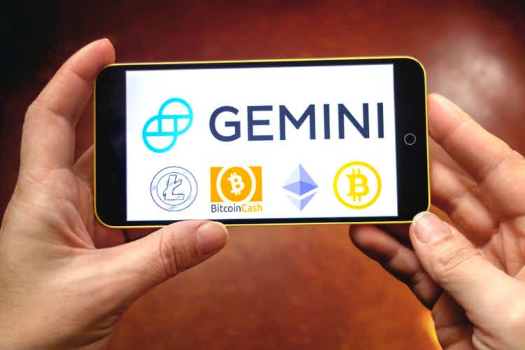 Gemini cryptocurrency exchange website displayed on a modern smartphone.
