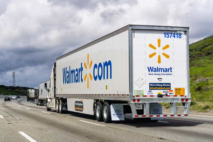 Walmart truck driving on the interstate