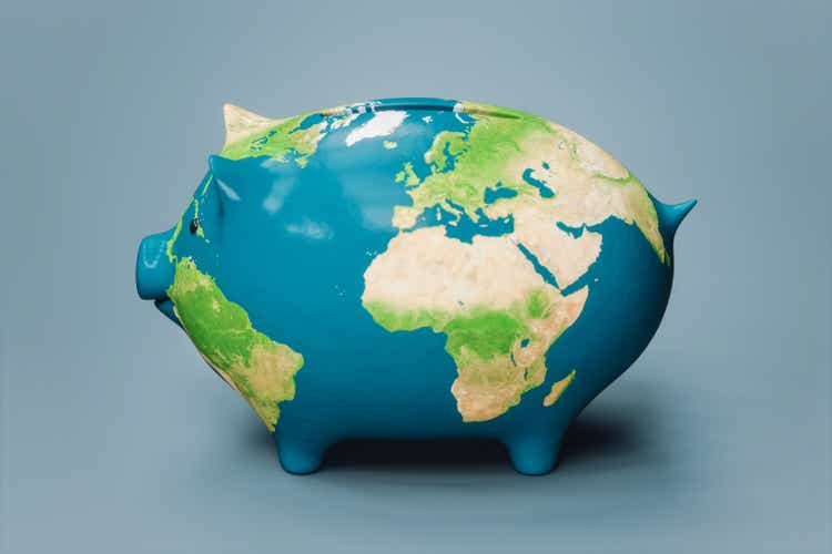 World Map Textured Piggy Bank (World Map Credits To NASA)