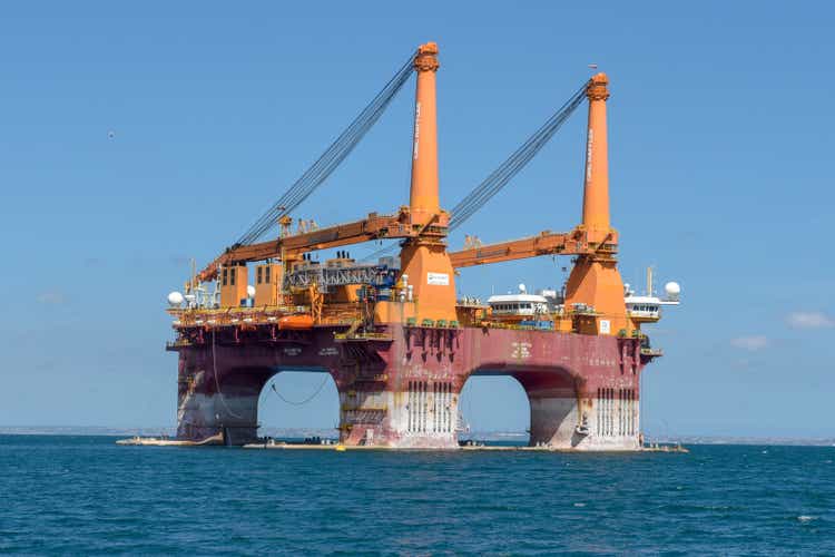 Offshore oil drilling platform near Salvador de Bahia on Brazil