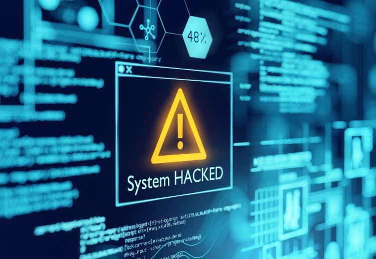 Warning that computer system is attacked by hackers