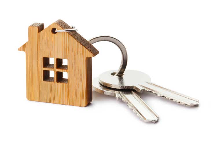 House keys with house shaped keychain