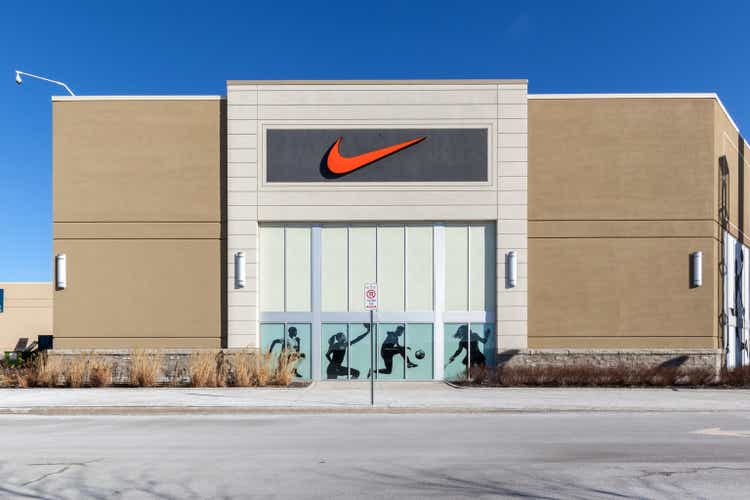 Nike store sign at Vaughan Mills mall near Toronto.