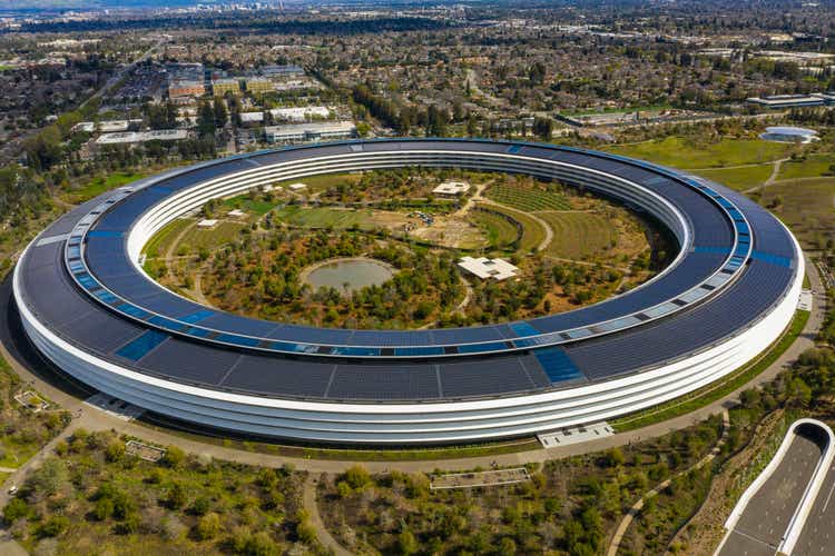 Aerial photo Apple Park spaceship Cupertino CA
