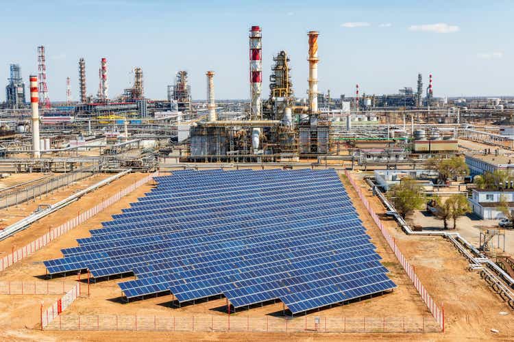 Solar panels installed on the territory of the petrochemical complex
