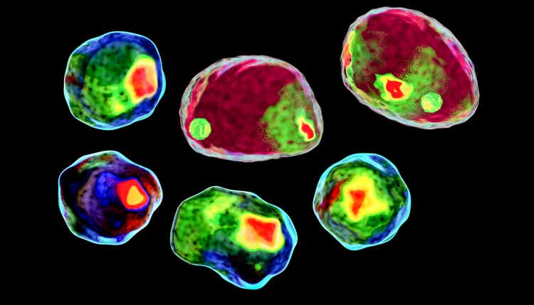 Human cell, colored in imaging flow cytometry style