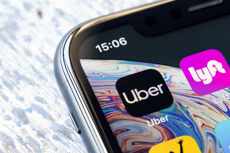 Mobile app Uber on an Apple iPhone XR
