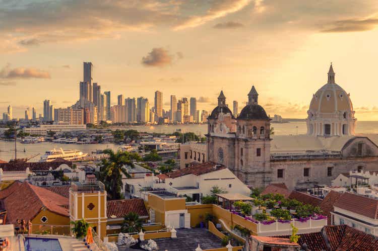 Beautiful sunset over Cartagena, Colombia