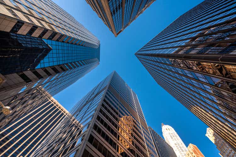 Low angle view of skyscrapers in New York City