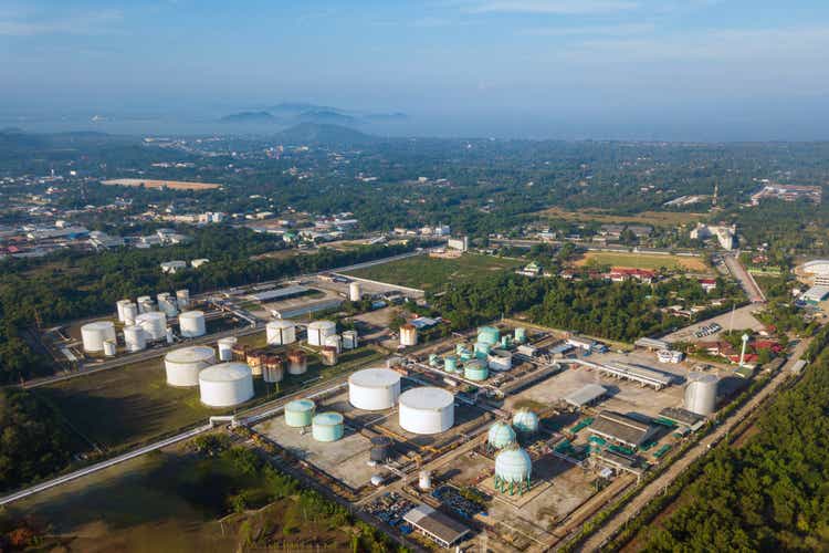 Aerial view of petroleum terminal