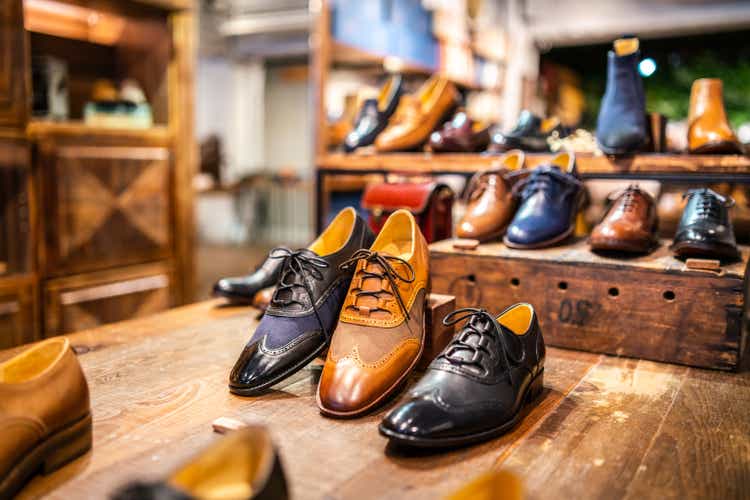 Boutique shoes in a store