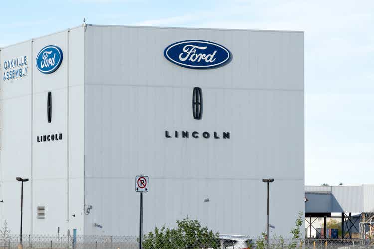 Sign and building in Ford Motor Company of Canada in Oakville, Ontario, Canada.