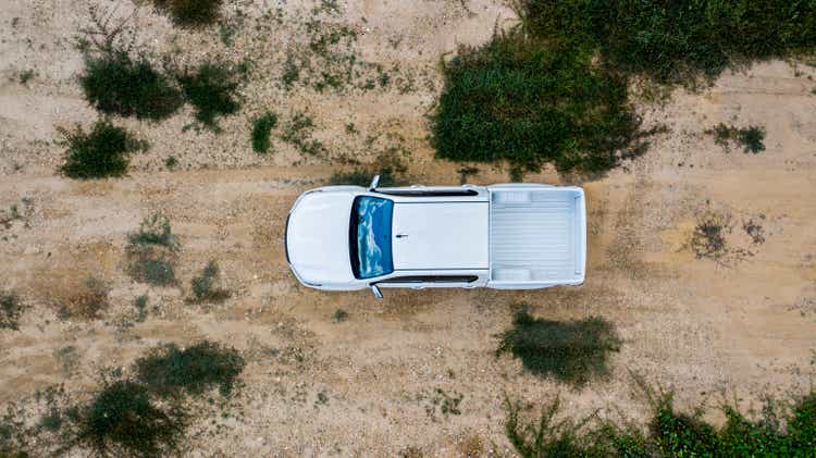 Aerial view off-road car vehicle, car 4 wheel drives off-road.