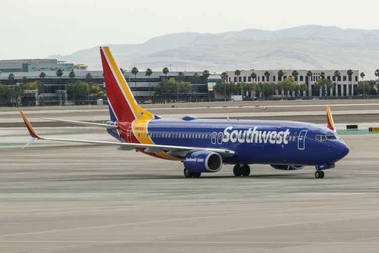 Southwest Airlines Boeing 737s preparing for departure. Southwest is the largest low-cost carrier in the world I