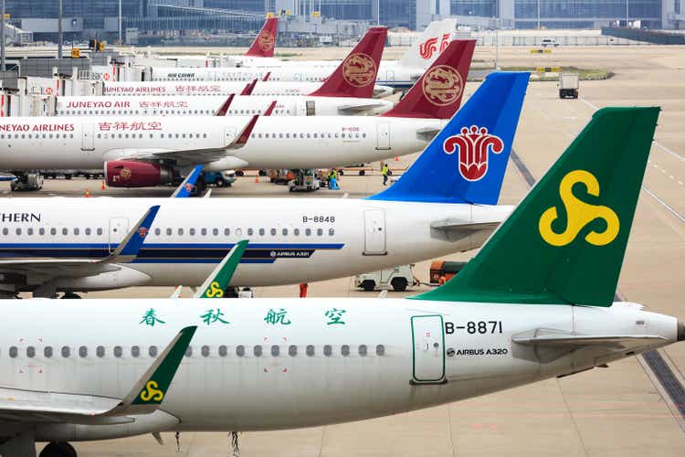 airplane parking in Shanghai pudong international airport