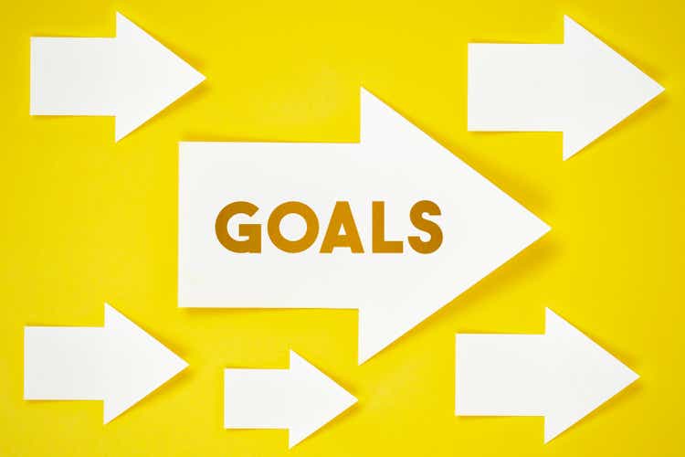 Goals Text Concept On Yellow Background Directional Sign