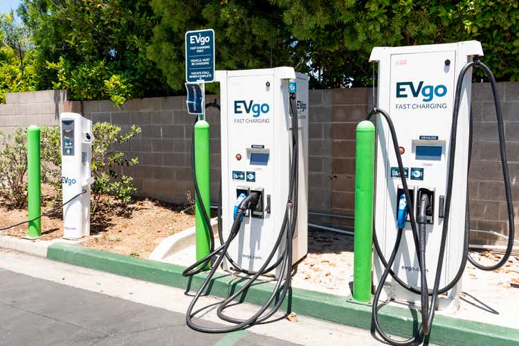 EVgo charging station located in a parking lot
