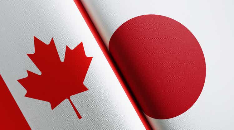 Canadian And Japanese Flag Pair