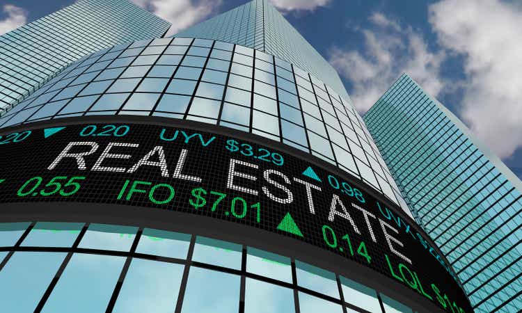 Real Estate Property Assets Stock Market Industry Sector Wall Street Buildings 3d Illustration