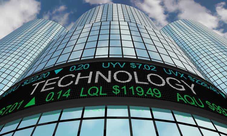 Technology Companies Stock Market Industry Sector Wall Street Buildings 3d Illustration