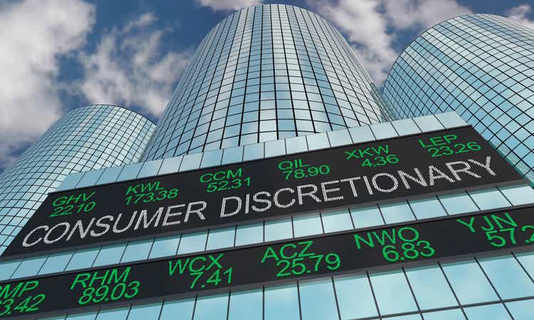 Consumer Discretionary Apparel Stock Market Industry Sector Wall Street Buildings 3d Illustration