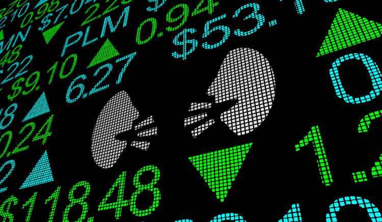 Two people are facing talking about discussing the market, market, internal markets, 3D illustration