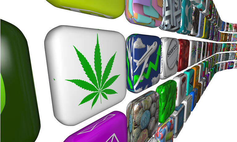 Marijuana Cannabis Pot App Software Buy Sell Application 3d Illustration