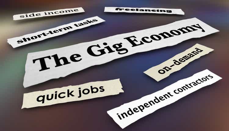 The Gig Economy Quick Jobs Independent Workers News Headlines 3d Illustration