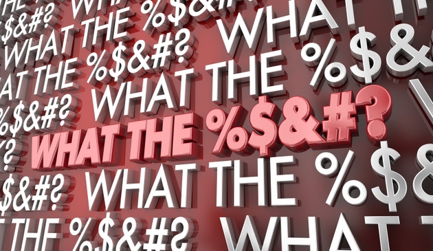 What the %$&#? Surprise Shock Swearing Words 3d Illustration