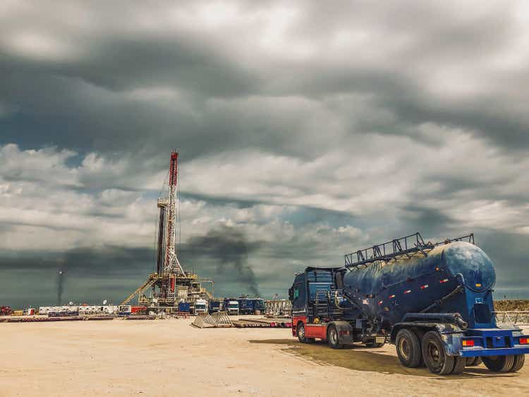 Fracking Oil Rig at sunset