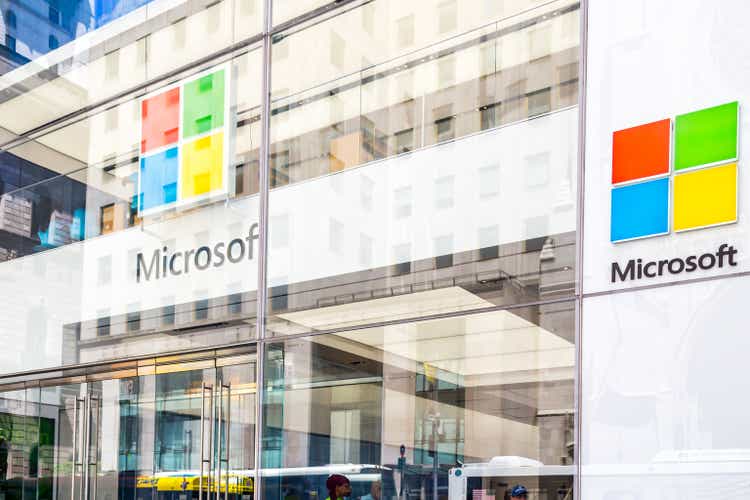 Microsoft store in Manhattan. Microsoft is world"s largest software maker dominant in PC operating systems, office apps and web browser market