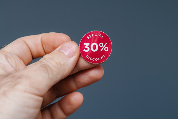 Man hand with glue sticker discount sale special price