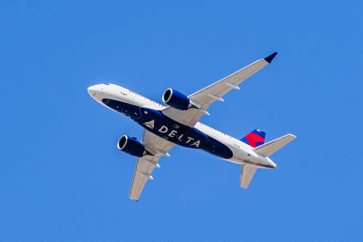 Delta Airlines plane in flight