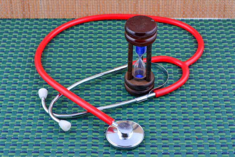 Time for health,stethoscope with hourglass