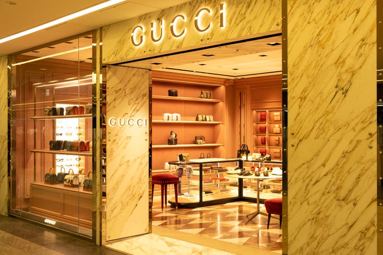 View of Gucci front store, an Italian luxury brand of fashion and leather goods, at Narita International Airport, Chiba, Japan.